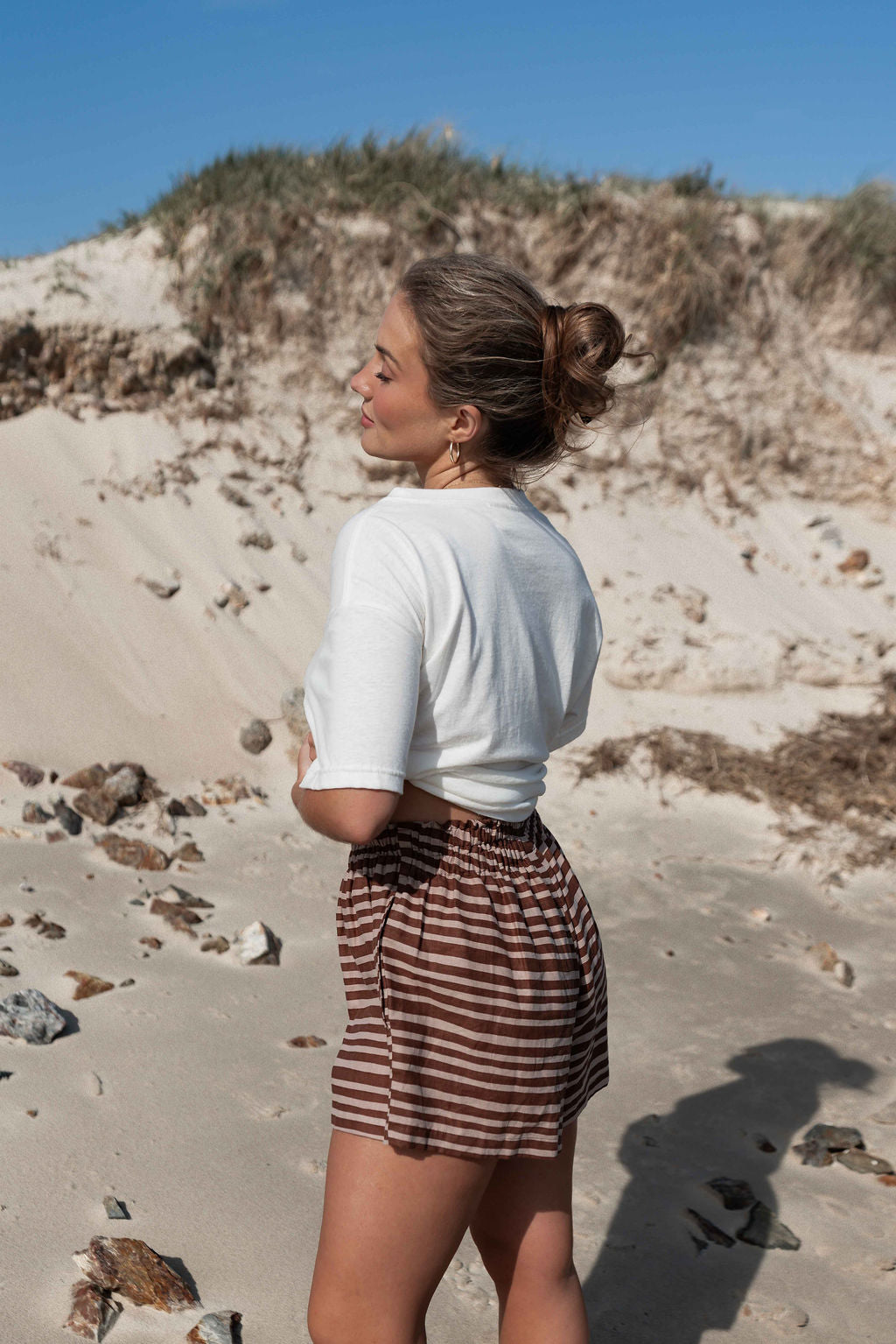 Etta Short | Striped Choc + Brown