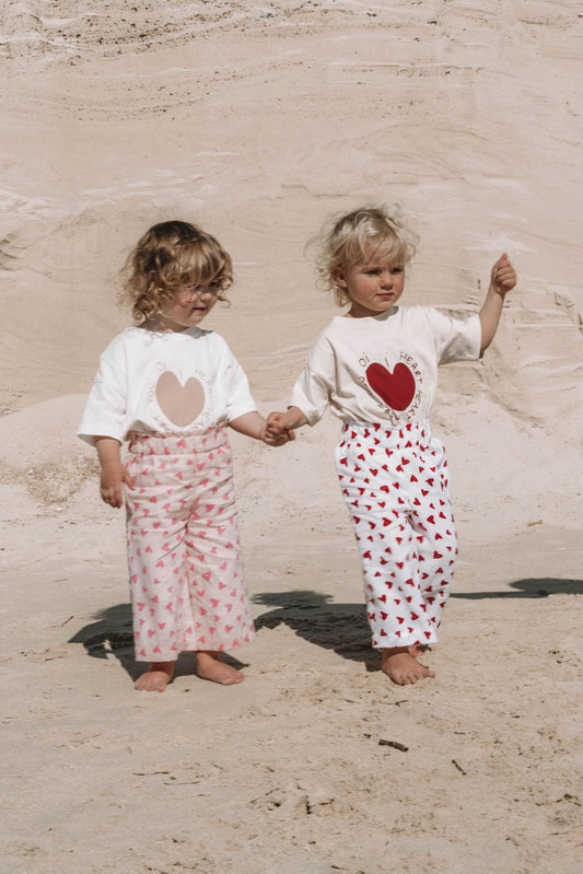 Mini Heart You Tee | Shell + Ruby Red