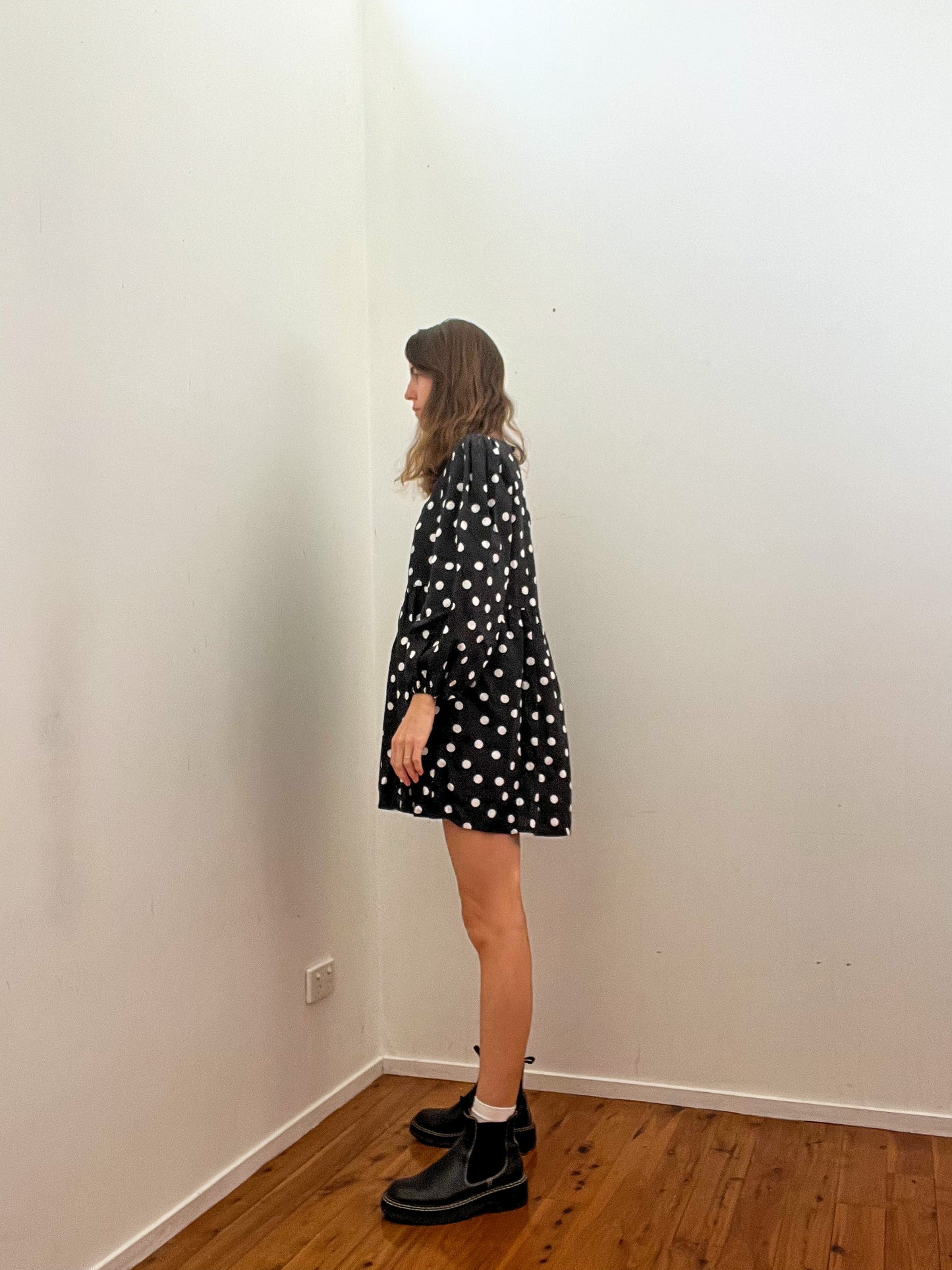 Florence Dress | Polkadot | White + black