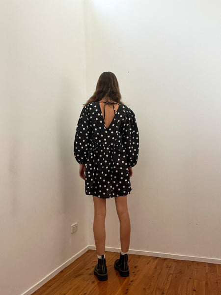 Florence Dress | Polkadot | White + black