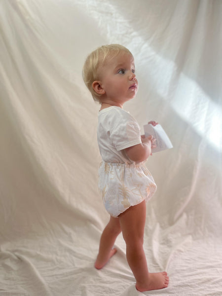 Dolly Bloomers 'Long Lunch print' | Biscuit