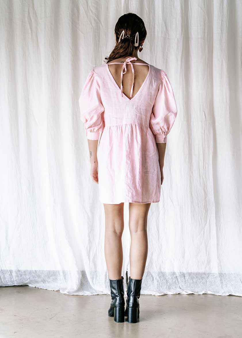 Florence Dress | Pink linen