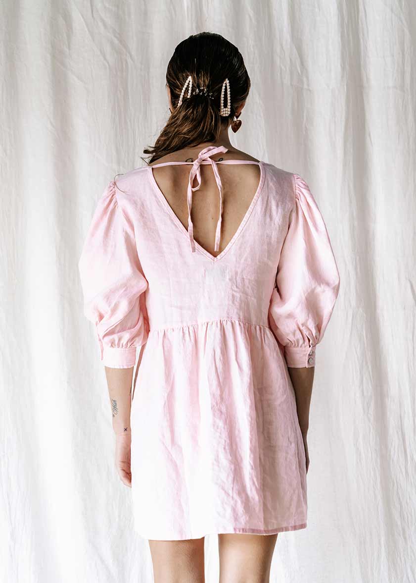 Florence Dress | Pink linen