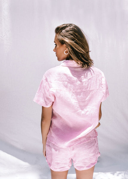 Daphne Dress Shirt | Pink Linen