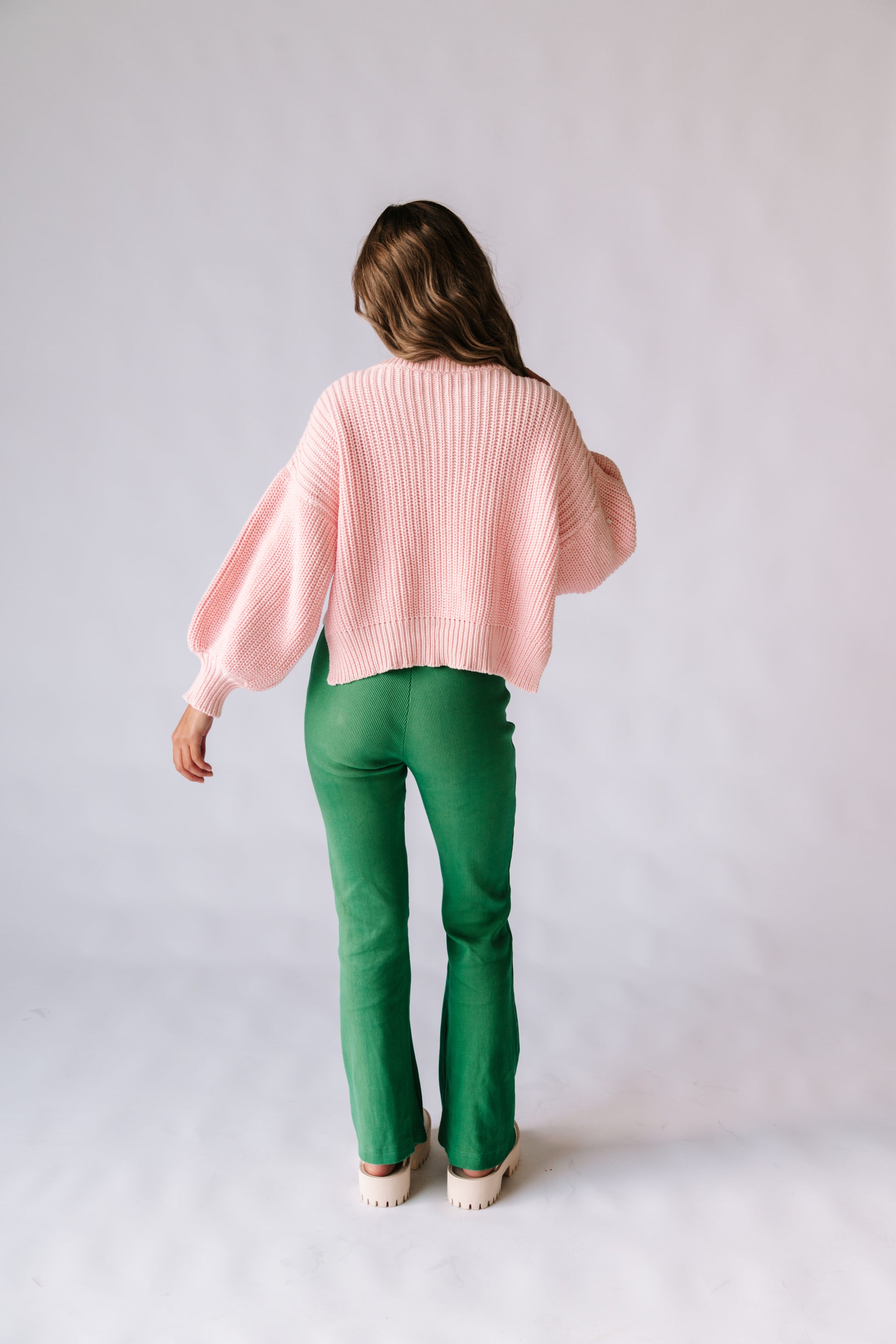 womens all natural cable knit jumper, made from 100% natural fabrics wool and cotton. Featuring a statement balloon sleeve & crew neckline, super warm and comfortable for the cooler months. Ethically handmade in Indonesia.