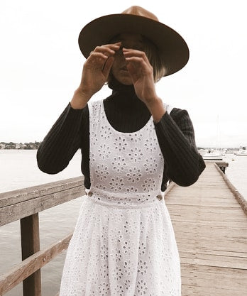 Poppy Pinafore Dress | White